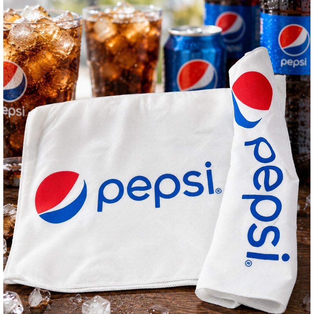 Pepsi Logo Microfiber Gym Golf Bar Towel Set White Polyester Americana
Soda Cola